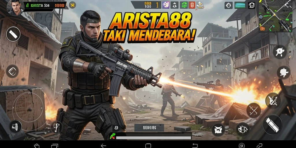 Tampilan gameplay ARISTA88 dengan aksi tembak-menembak yang mendebarkan.