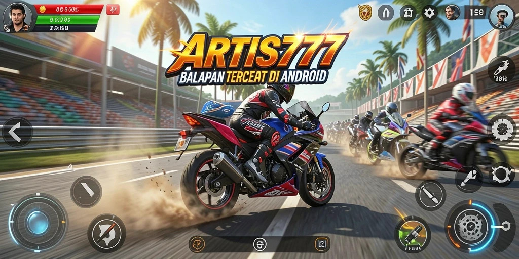 Tangkapan layar ARTIS777 menampilkan aksi balap motor yang menegangkan dan menarik.