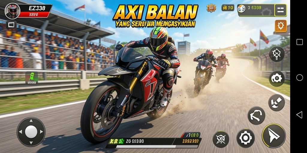 Screenshot dari gameplay balapan yang mendebarkan di EZ338.