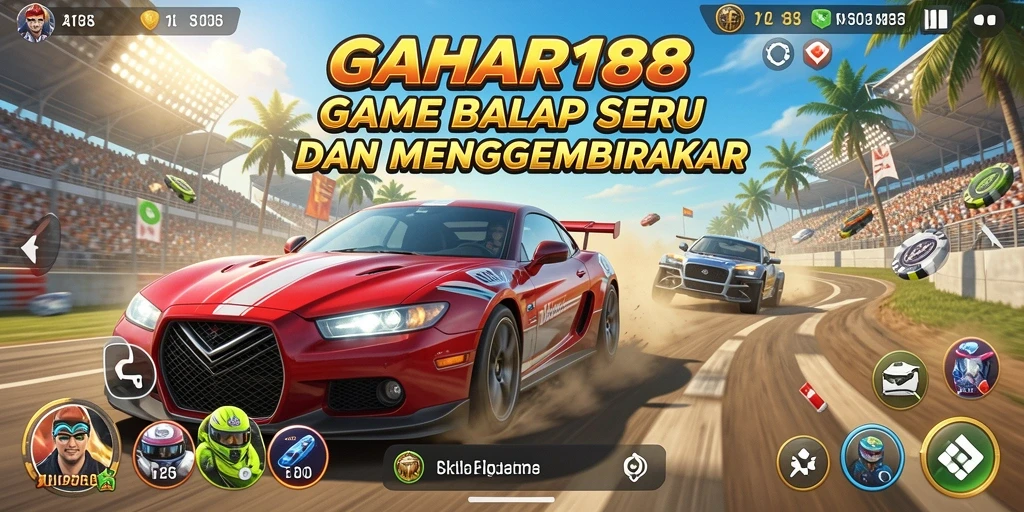 Tampilan gameplay GAHAR188 yang mendebarkan dengan balapan cepat.