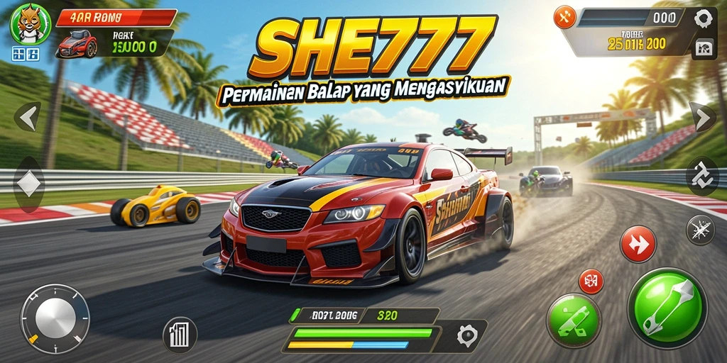 Tampilan gameplay SHE777 dengan balapan yang seru dan mengasyikkan.
