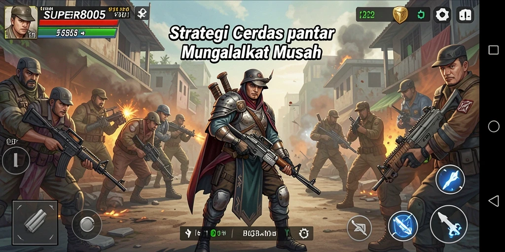 Tangkapan layar gameplay <strong>SUPER805</strong> menunjukkan pertempuran strategi yang mendebarkan.