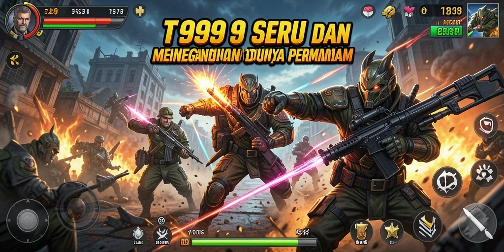 Tangkapan layar aksi intens dari gameplay T9999.